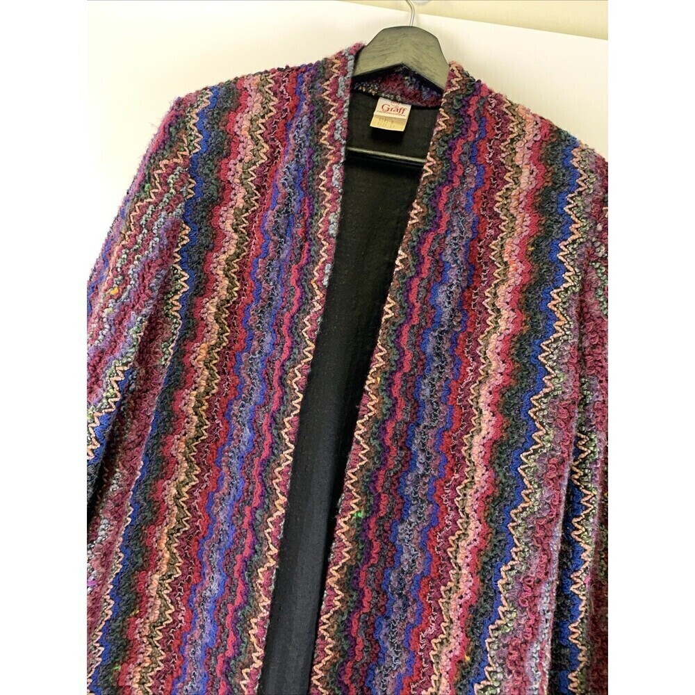 BOGO Graff Californiawear Knit Blazer Purple Red Stripe Sweater Vintage Women 12 - Picture 3 of 13